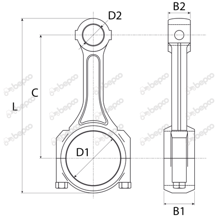 Biela motor Massey Ferguson 02-102291, 02/101373, 02/101632, 02/102291, 02101151, 02101373, 02101632, 02102291, 3637028M91, ZZ90013, 1076816M91, 4115C331, 4225381M91, 4236119, 7000515C91, 70992727, HCMZZ90013, PER4115C331, ZZ90058,